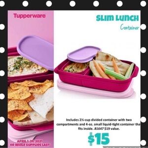 Tupperware Slim Lunch Box in Pink and Purple